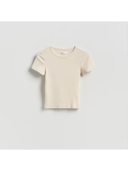 Reserved Slim fit póló modálkeverékkel testszínű
