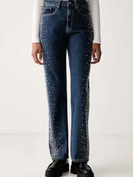 Karl Lagerfeld Jeans blugi straight pentru femei albastru