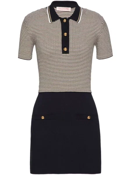 Mała sukienka mini Valentino Garavani w paski garniturowa czarna
