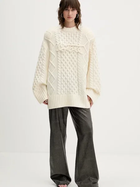 Rotate pulover din amestec de lână călduros bej