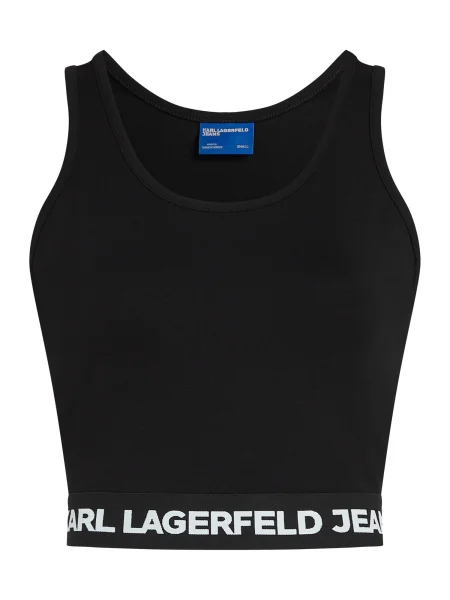 Top din denim Karl Lagerfeld Jeans negru