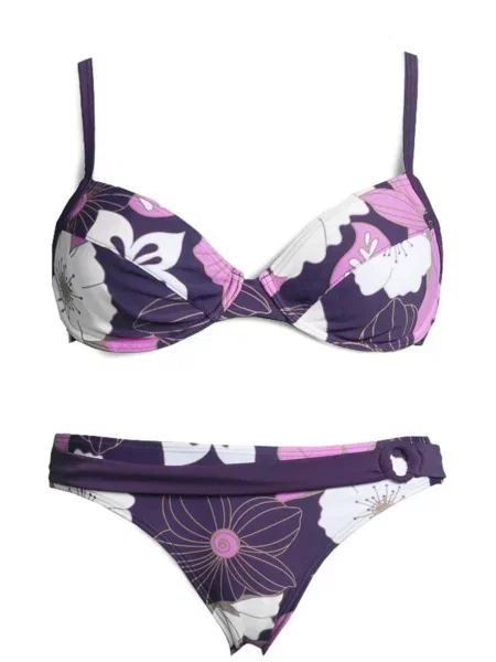 LASCANA Costum de baie două piese lila / mov mură alb
