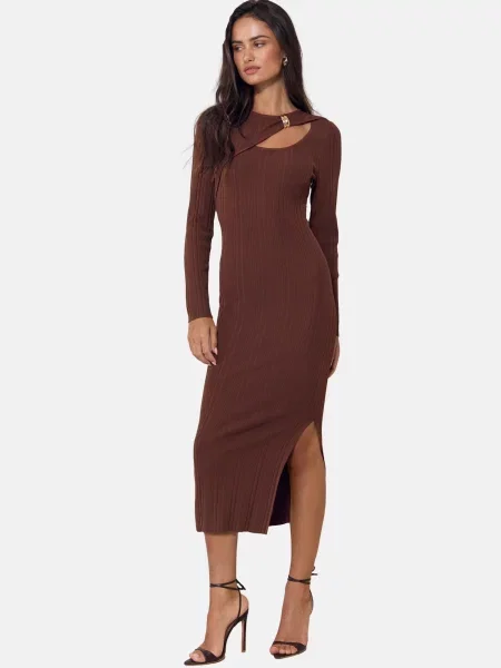 Lipsy Rochie tricotat ciocolatiu
