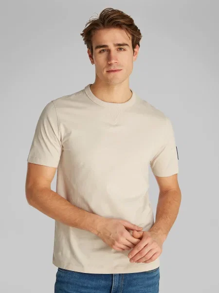 Tricou Calvin Klein Jeans scurt bej