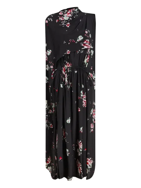 Rochie midi Proenza Schouler cu model floral cu imagine până la genunchi negru