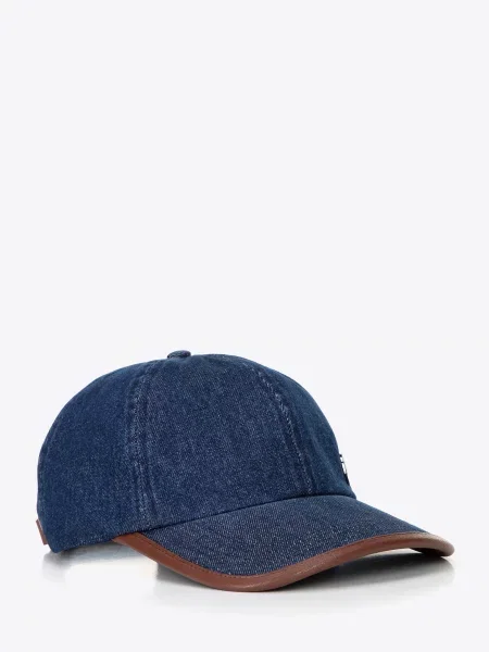 Czapka z daszkiem z domieszką bawełny unisex granatowo brązowa
