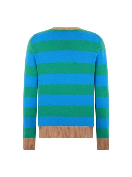 Lniany sweter Herno w paski z paskiem