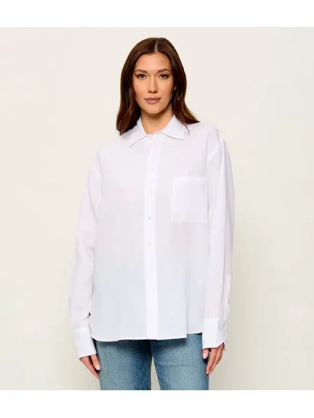 BOSS BLACK Cămașă | Relaxed fit | cu adaos de in alb