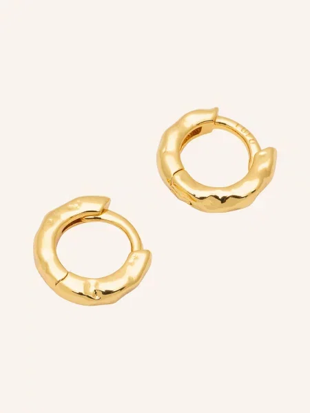 Lulu Copenhagen Náušnice Basic Rough Hoops zlatá