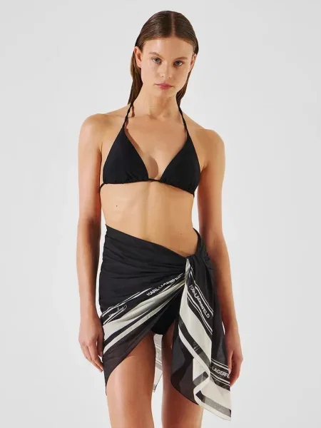 Costum de baie Karl Lagerfeld de mătase negru