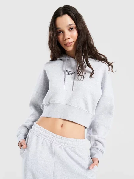 Reebok Bluza Z Kapturem Crop Wardrobe Essentials szara