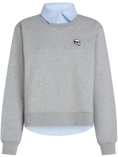 Kołnierzykowy bluza Karl Lagerfeld klasyczna szara