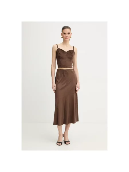 Spódnica midi Guess brązowa