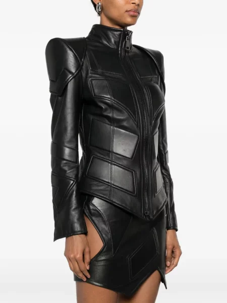 Geacă Mitiliane Couture cu imprimeu geometric negru