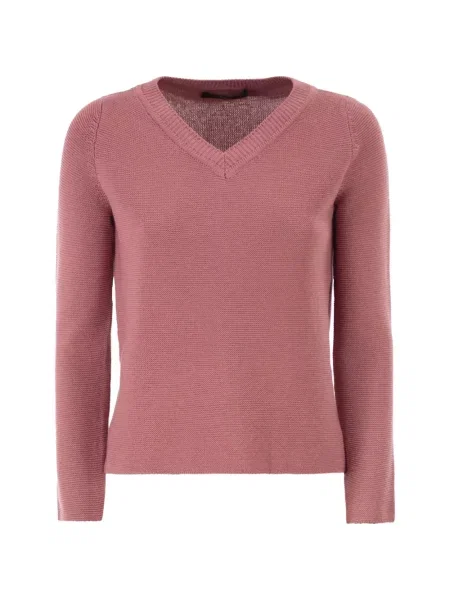 Voiaj pulover Weekend Max Mara cu decolteu în V roz