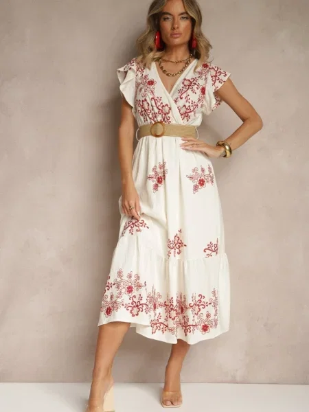 Rochie Nilatea Roșie alb