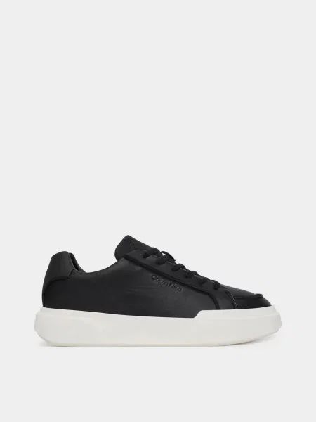Шкіряні Кеди низькі Calvin Klein CHUNKY CUPSOLE LACE UP LTH PIN чорний