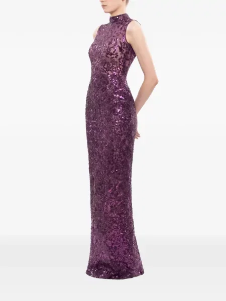 Rochie maxi Saiid Kobeisy cu broderie violet