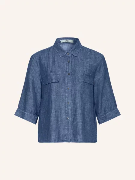 Italy Bluzka Z Rękawami W Stylu Jeansowym blau granatowa