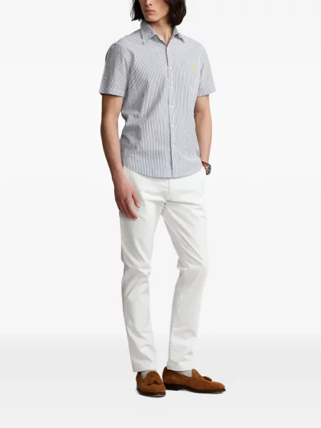 Tricou polo Polo Ralph Lauren cu autograf cu 5 buzunare în carouri gri