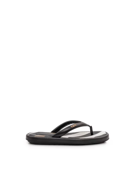 Klapki Tod's skórzane z logo czarne