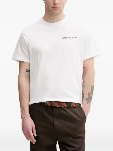 Tricou Michael Kors din jerseu cu autograf alb