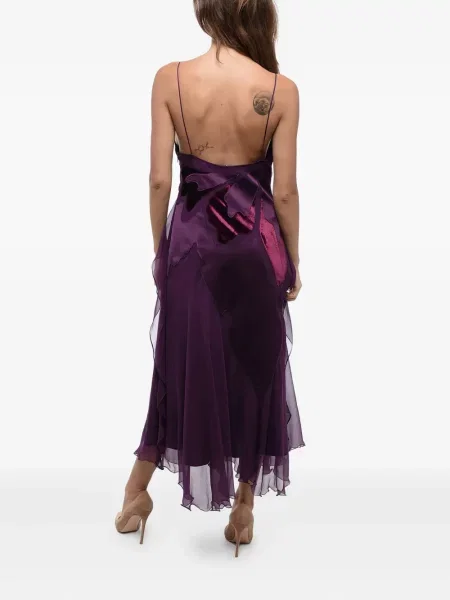 Rochie Alberta Ferretti de catifea cu volane violet