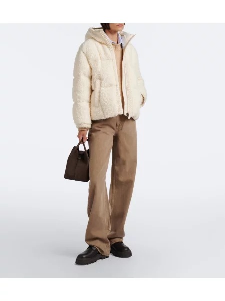 Geacă cu puf Moncler de lână alb