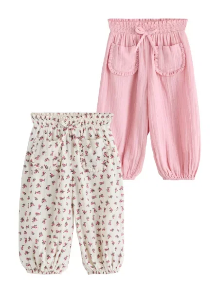 Next Pantaloni ecru / roz negru