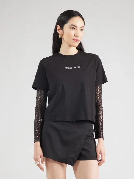GUESS JEANS Tricou negru alb