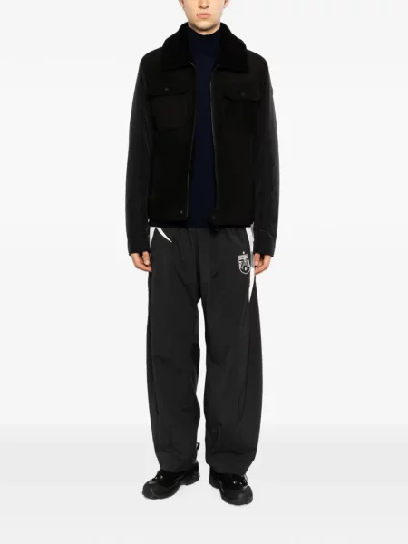 Gulerat geacă Moncler din piele de oaie negru