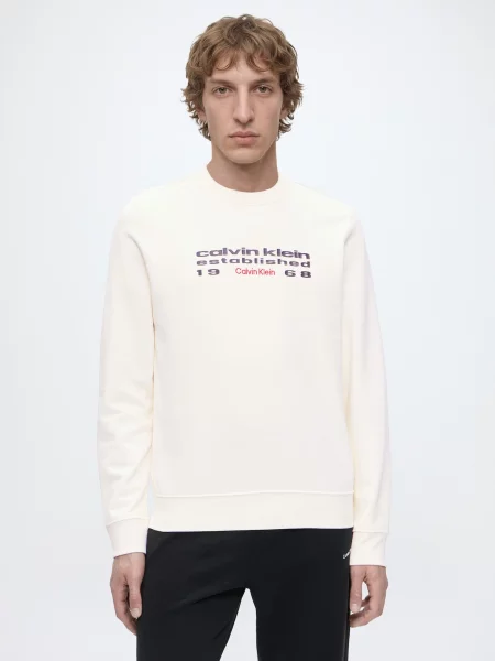 Calvin Klein Jeans Mikina jasne červená / čierna biela