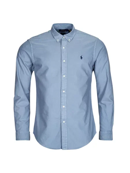 Srajca Polo Ralph Lauren z dolgimi rokavi keper modra
