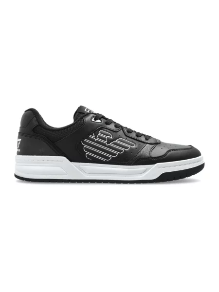 Sneakersy Emporio Armani Ea7 skórzane z logo czarne