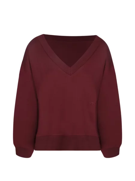 Pulover Own cu broderie cu decolteu în V roșu