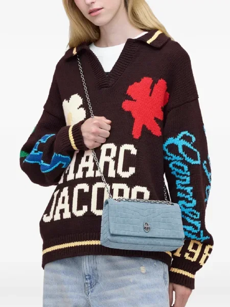 Colier Marc Jacobs din piele de căprioară albastru