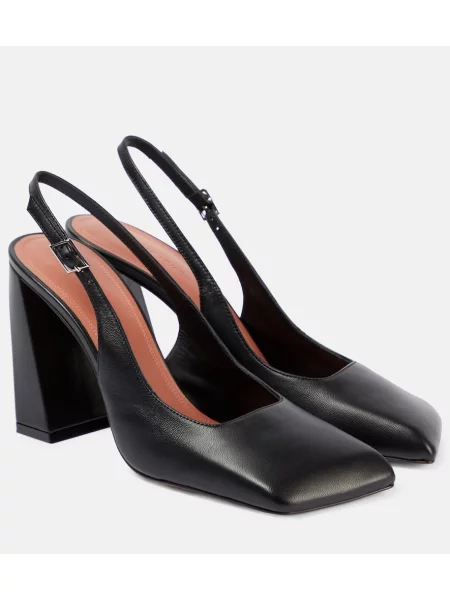 Pantofi cu toc Amina Muaddi din piele slingback negru