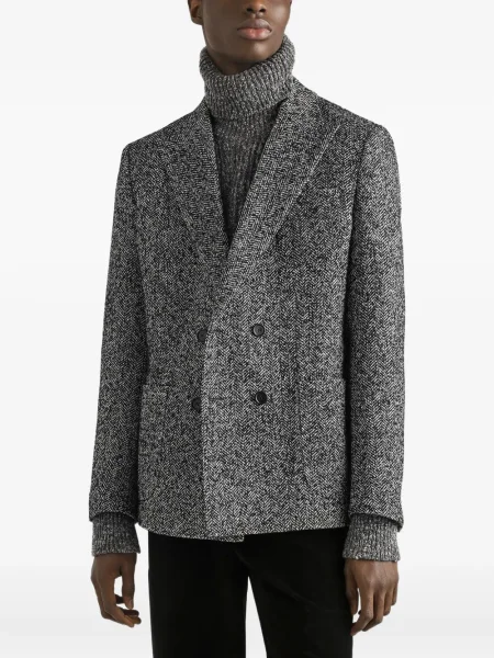 Sacou Dolce & Gabbana cu model herringbone gri