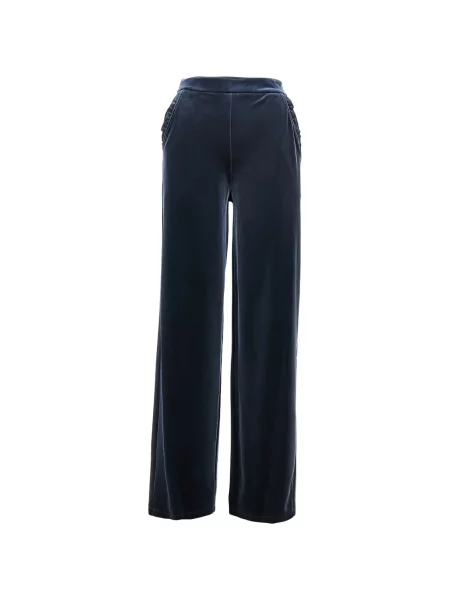 Pantaloni Emporio Armani de catifea cu volane albastru