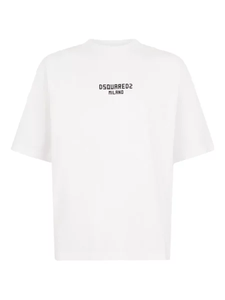Tricou Dsquared2 cu decolteu rotund scurt alb