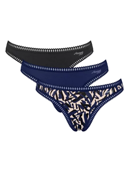 SLOGGI Tanga bej / albastru / albastru noapte negru