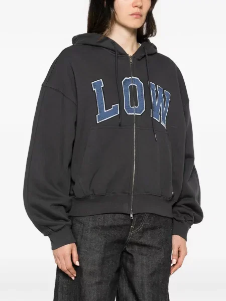 Hanorac cu glugă Low Classic cu aplicații clasic gri