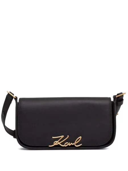 Кожена кожена чанта Karl Lagerfeld K/Signature черно