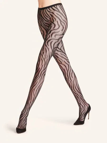 Falke Rajstopy Cienkie Zebra schwarz czarne