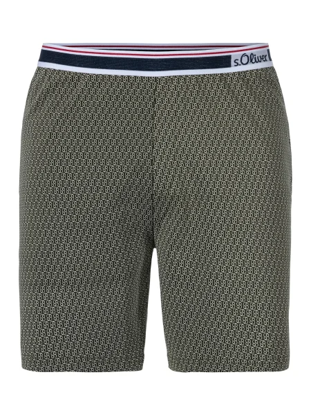 S.Oliver Pantaloni de pijama bleumarin / oliv / verde deschis alb