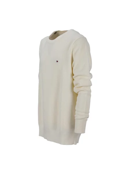 Sweter z dzianiny o kroju regular fit z czystej bawełny Tommy Hilfiger biały