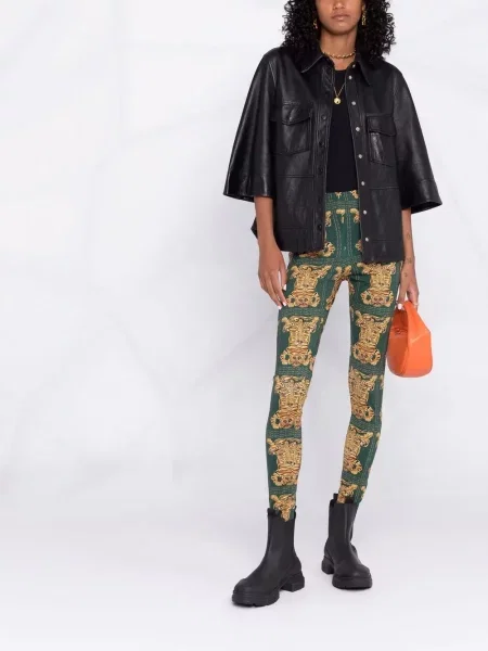 Leggings La Doublej cu model floral cu imagine stretch verde