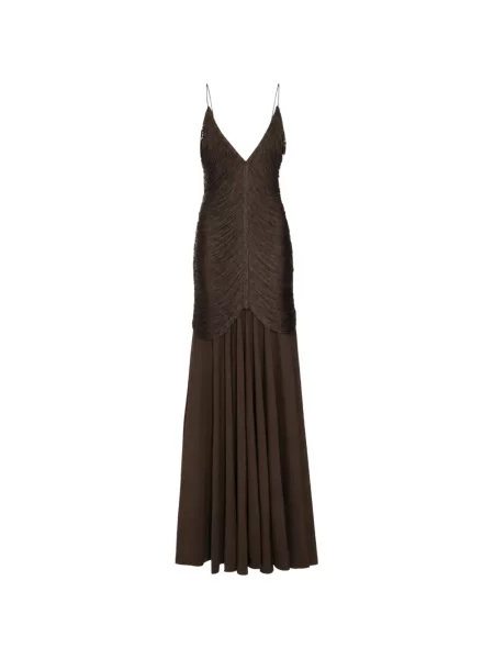 Rochie maxi Bless cu franjuri maro