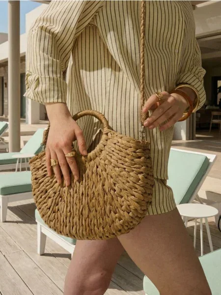 Плетена сумка бежевий