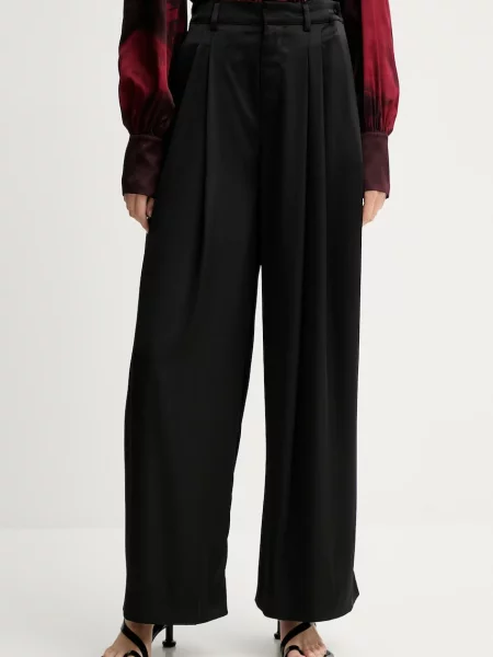 Gestuz pantaloni lat high waist negru